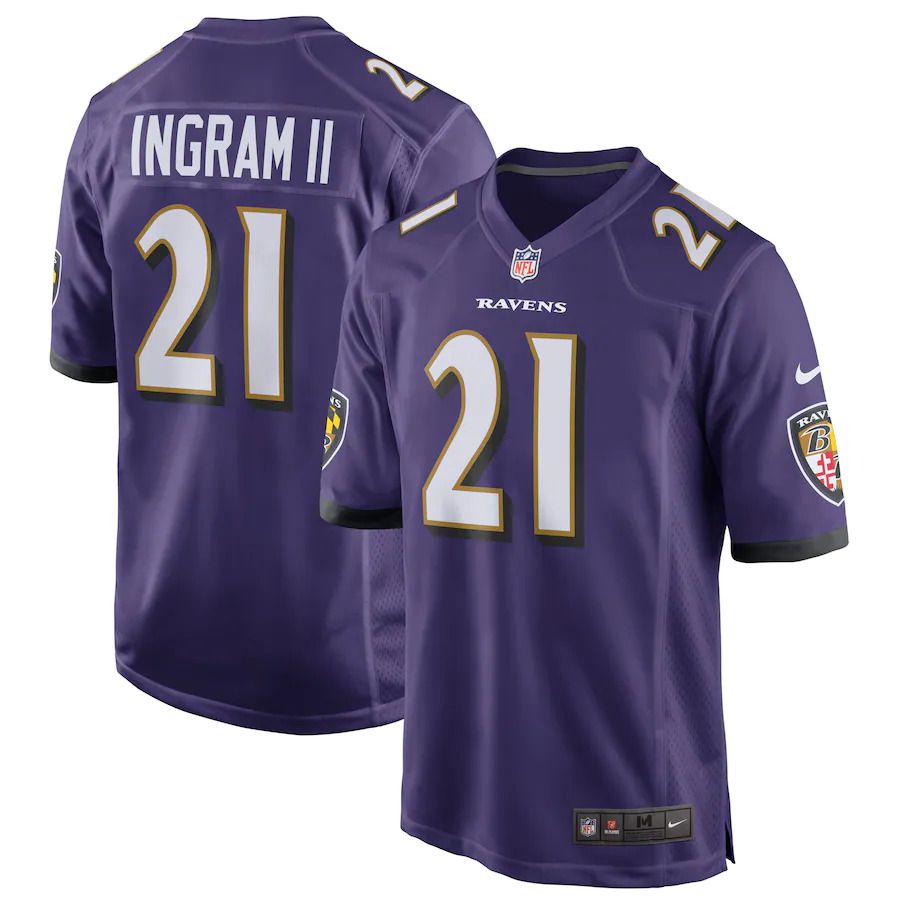 Men Baltimore Ravens 21 Mark Ingram Nike Purple Game Player NFL Jersey
